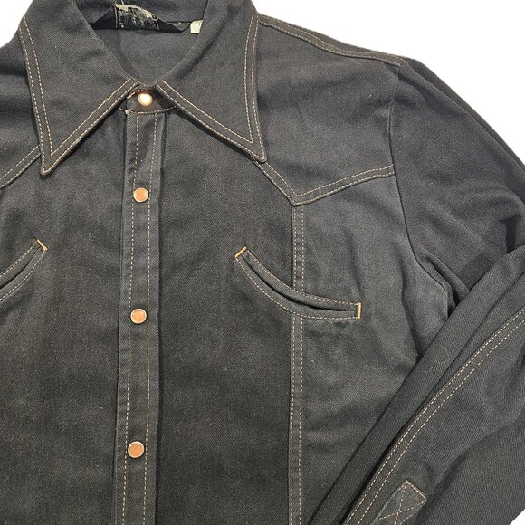 Vintage Paladin Collection Denim Western Snap Shirt Jacket 42 Black Cotton USA - Picture 6 of 7
